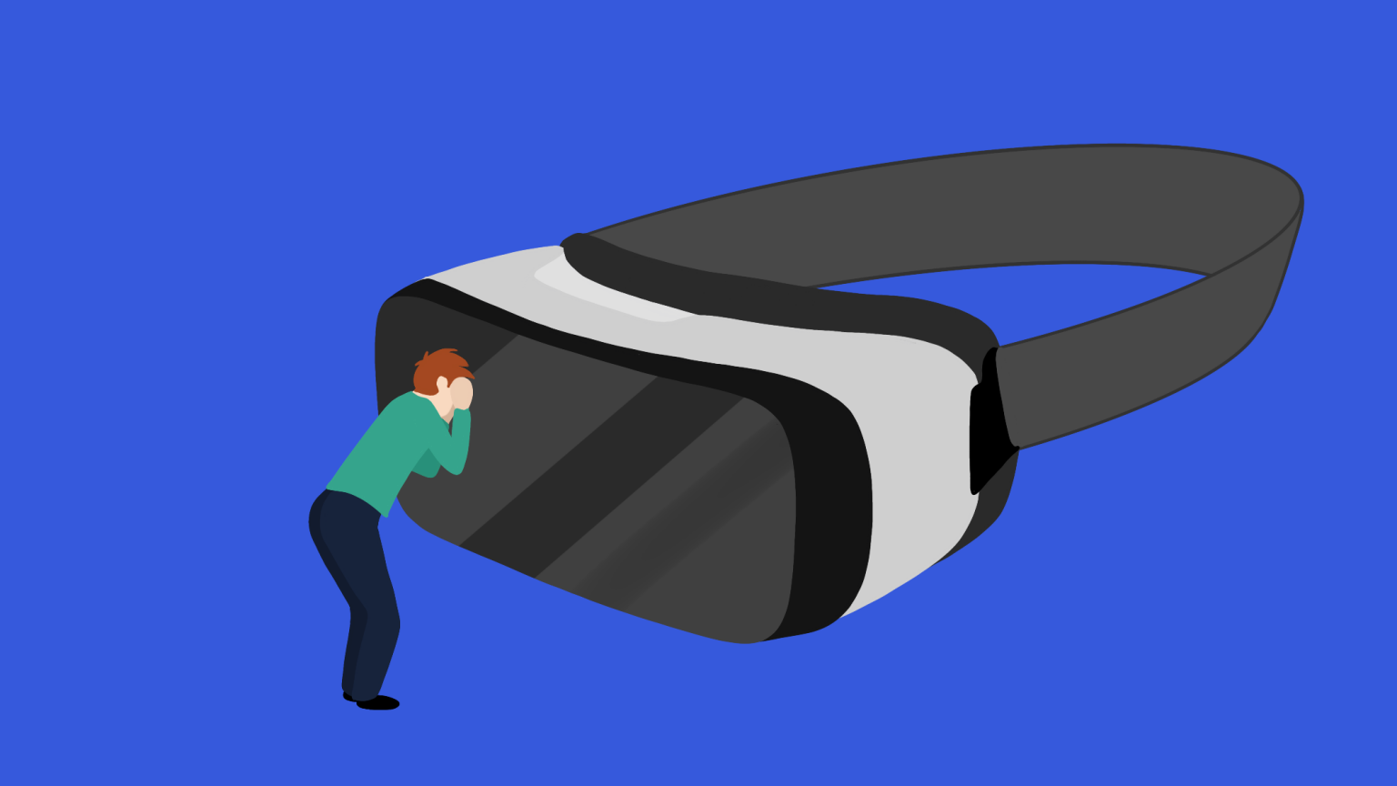 illustration of person staring into VR goggles
